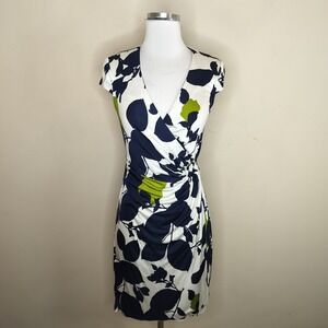 Trina Turk Floral Wrap Dress Silk Blend Knit